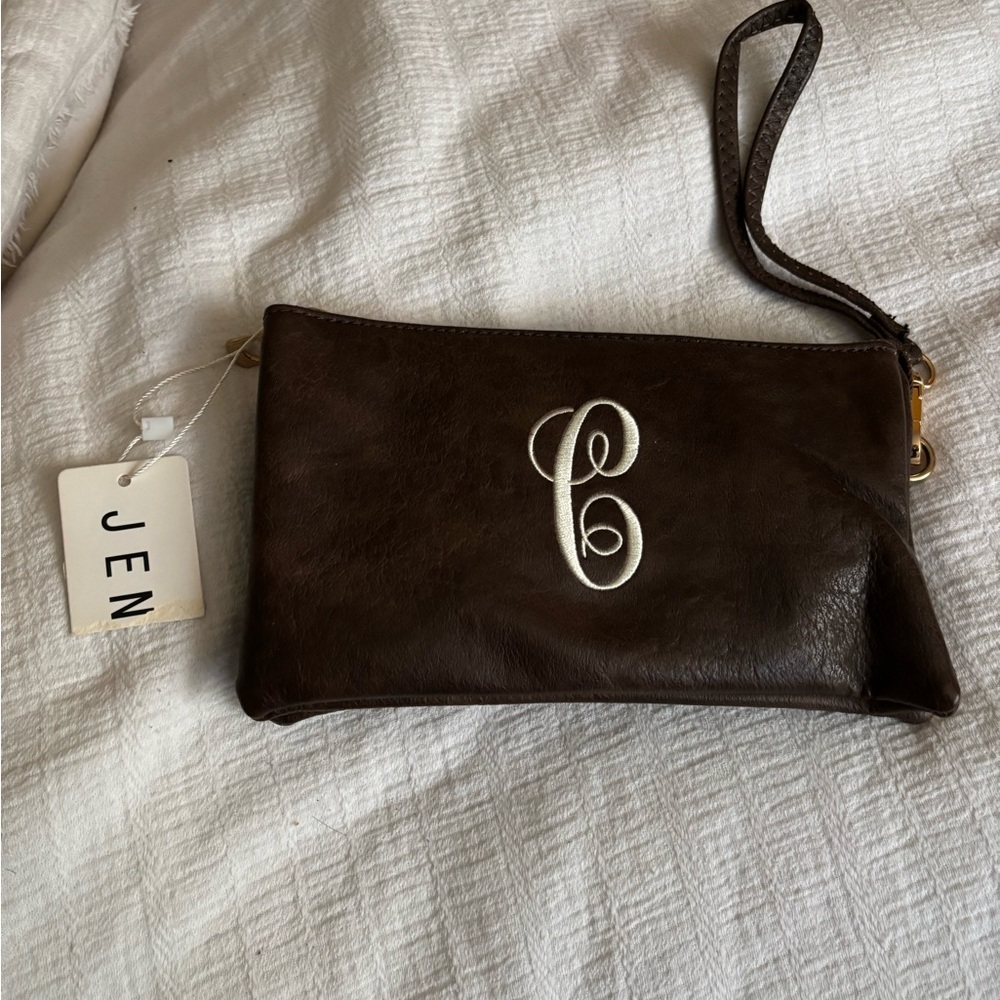 Brown Leather Wristlet